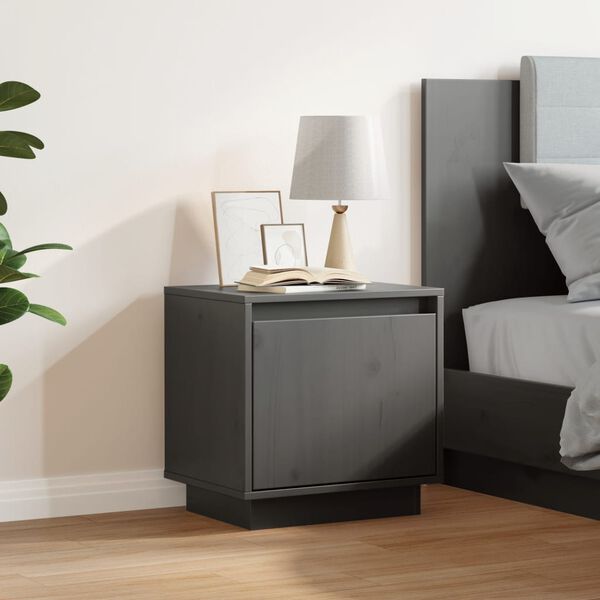 vidaXL Bedside Cabinet Grey 40x30x40 cm Solid Wood Pine