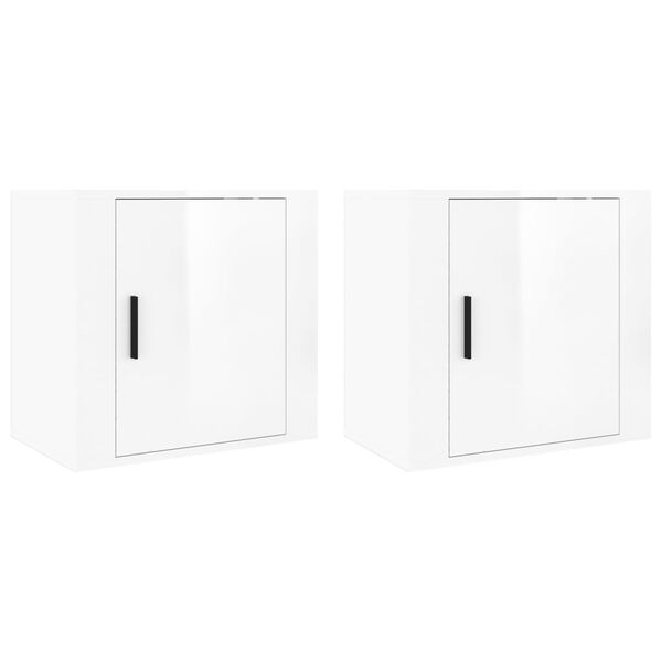 vidaXL Wall-mounted Bedside Cabinets 2 pcs High Gloss White 50x30x47cm