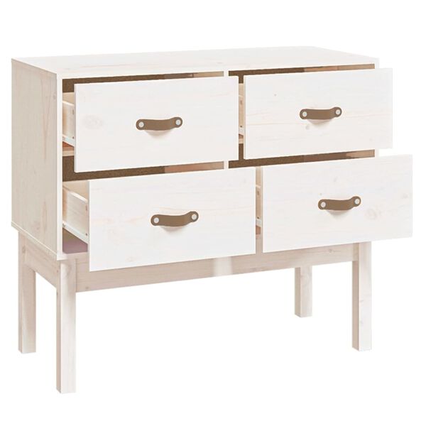 vidaXL Console Cabinet White 90x40x78 cm Solid Wood Pine