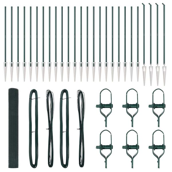 vidaXL Fence with Posts Green 1.4 x 50 m Steel