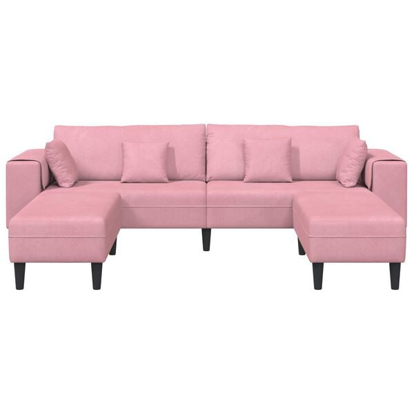 vidaXL Sofa with Cushion 3 pcs Pink Velvet