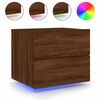 vidaXL Wall-mounted Bedside Cabinet with LED Lights Brown Oak