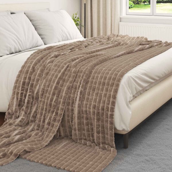 vidaXL Throw Blanket Camel 240 x 220 cm Fleece