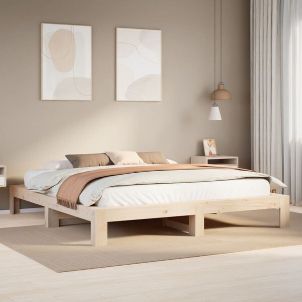 vidaXL Bed Frame without Mattress 180x200 cm Super King Solid Wood Pine