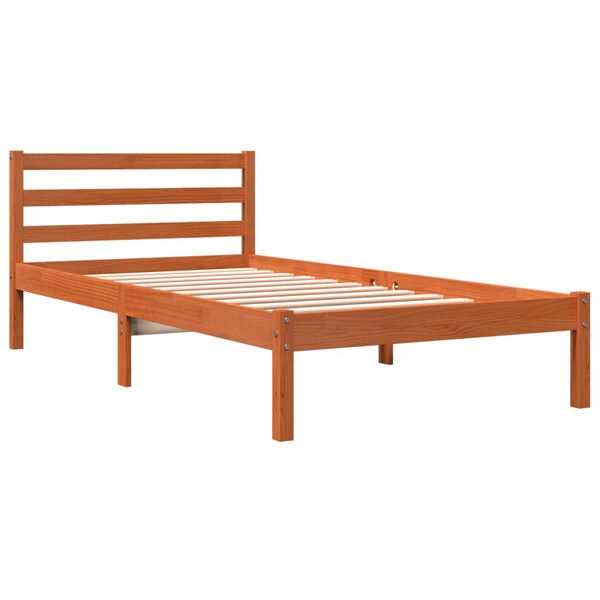 vidaXL Bed Frame without Mattress Wax Brown 90x190 cm Single Solid Wood Pine
