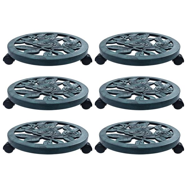 vidaXL Plant Trolleys 6 pcs Green 38 cm Plastic