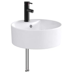 vidaXL Bathroom Sink with Faucet and Drain Matte Black