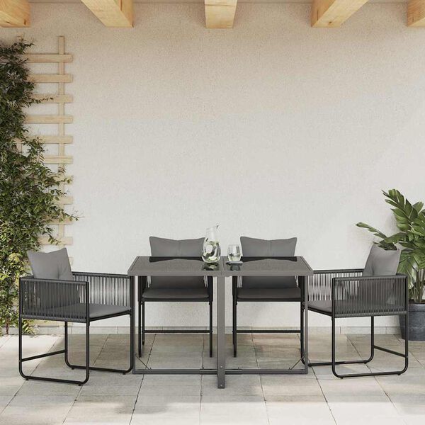 vidaXL Garden Chairs 4 pcs Black and anthracite 50.5 x 53.5 x 63.5 cm