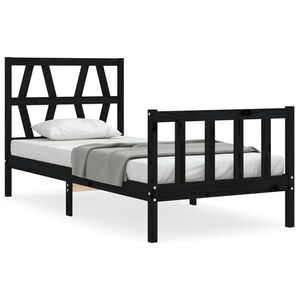 vidaXL Bed Frame without Mattress Black Small Single Solid Wood Pine