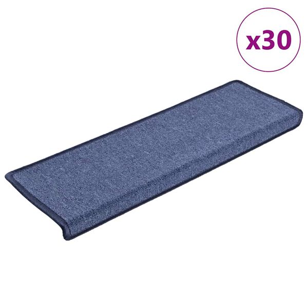 vidaXL Stair Mats 30 pcs 65x21x4 cm Blue Rectangular Edge