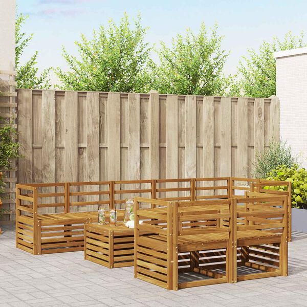 vidaXL Sofa Sets 9 pcs Natural Solid Acacia Wood