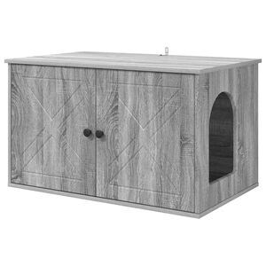 vidaXL Cat House Grey Sonoma 85 x 55 x 50 cm Engineered Wood
