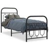 vidaXL Metal Bed Frame without Mattress with Footboard Black 75x190cm