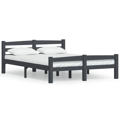 vidaXL Bed Frame Dark Grey Solid Pinewood 140x200 cm