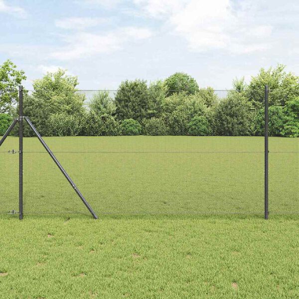 vidaXL Fence Post Grey 10 x 1.2 m (12 x 12 mm mesh) Steel and PVC