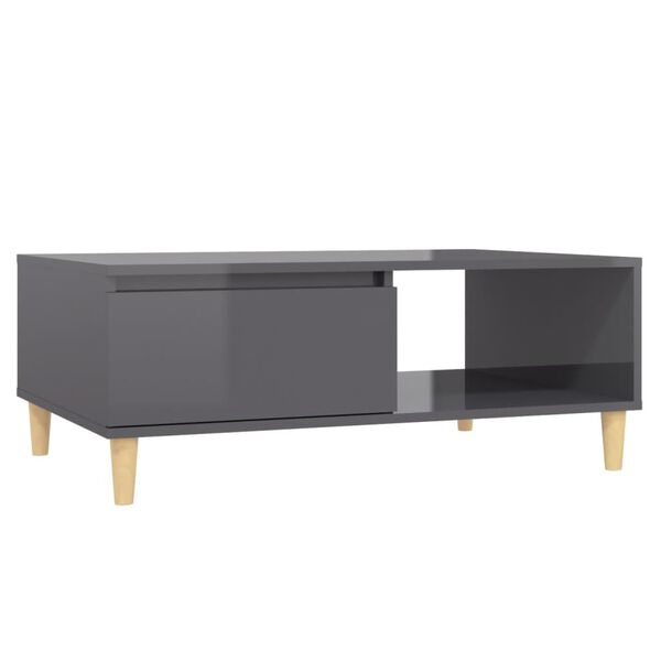 vidaXL Coffee Table High Gloss Grey 90x60x35 cm Engineered Wood