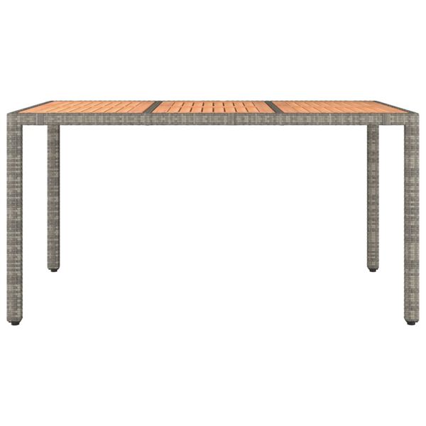 vidaXL Garden Table with Wooden Top Grey Poly Rattan&Solid Wood Acacia
