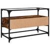 vidaXL TV Cabinet with Glass Top Smoked Oak 80x35x51 cm Engineered Wood