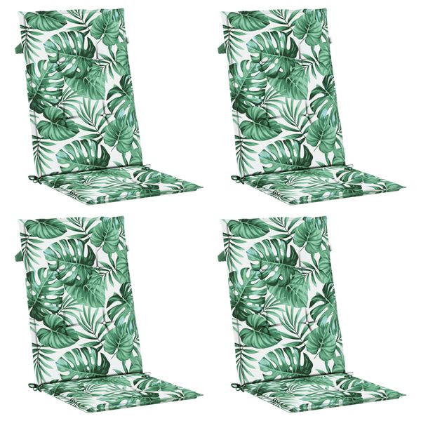 vidaXL Highback Chair Cushions 4 pcs Leaf Pattern Fabric