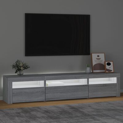 vidaXL TV Cabinet with LED Lights Grey Sonoma 195x35x40 cm