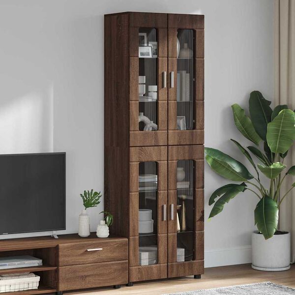 vidaXL Highboard with Shelf Brown Oak 60 x 35 x 182 cm Engineered Wood