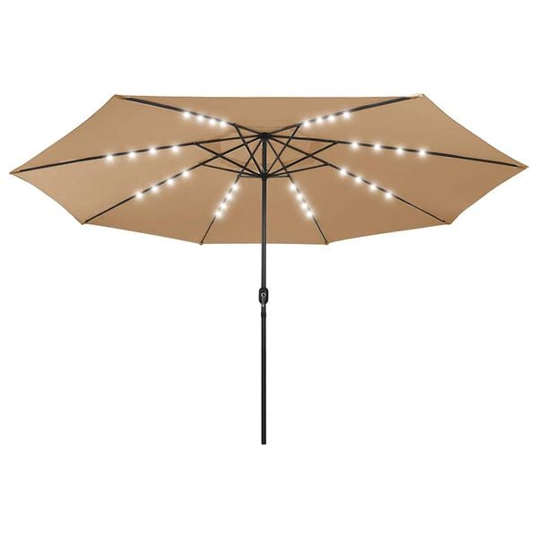 vidaXL Garden Parasol with LED Lights 400 cm Taupe
