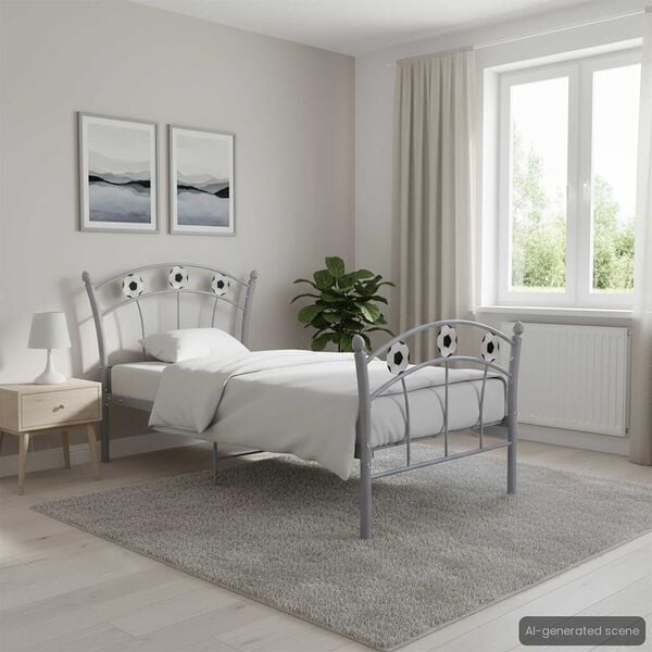 vidaXL Bed Frame without Mattress Grey Metal 90x200 cm