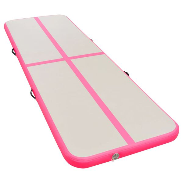 vidaXL Inflatable Gymnastics Mat with Pump 500x100x10 cm PVC Pink