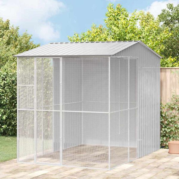 vidaXL Bird Cage with Storage Grey 215 x 310 x 247 cm Galvanised steel