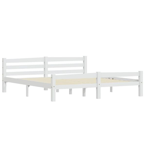 vidaXL Bed Frame without Mattress White Solid Pinewood 180x200 cm Super King