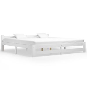vidaXL Bed Frame without Mattress White Solid Pine Wood 200x200 cm