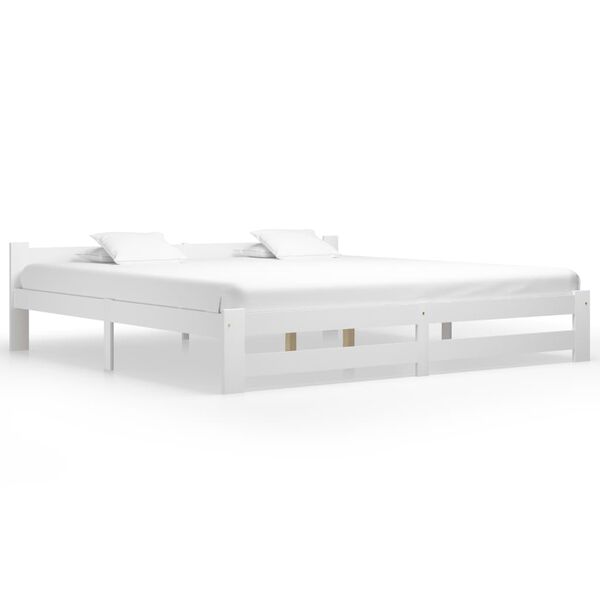 vidaXL Bed Frame without Mattress White Solid Pine Wood 200x200 cm