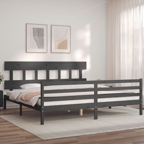 vidaXL Bed Frame without Mattress Grey 200x200 cm Solid Wood