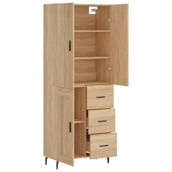 vidaXL Highboard Sonoma Oak 69.5x34x180 cm Engineered Wood