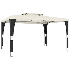 vidaXL Gazebo with Double Roof Cream 3.98x2.98 m Steel