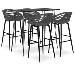 vidaXL Bar Set | Black and Grey | MDF, PP, Metal | Standard | Ergonomic