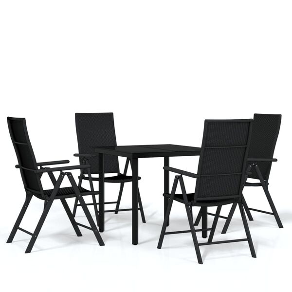 vidaXL 5 Piece Garden Dining Set Black
