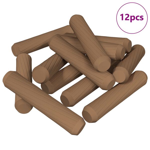 vidaXL Wooden Dowels 12 pcs Brown &Oslash;8 x 35 mm Solid wood