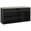 vidaXL Shoe Bench with Cushion Black 104x30x49 cm Engineered Wood
