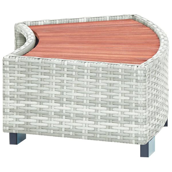 vidaXL Spa Step Light Grey Poly Rattan 92x45x25 cm