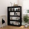 vidaXL Book Cabinet/Room Divider Black 100x30x135.5 cm Solid Pinewood