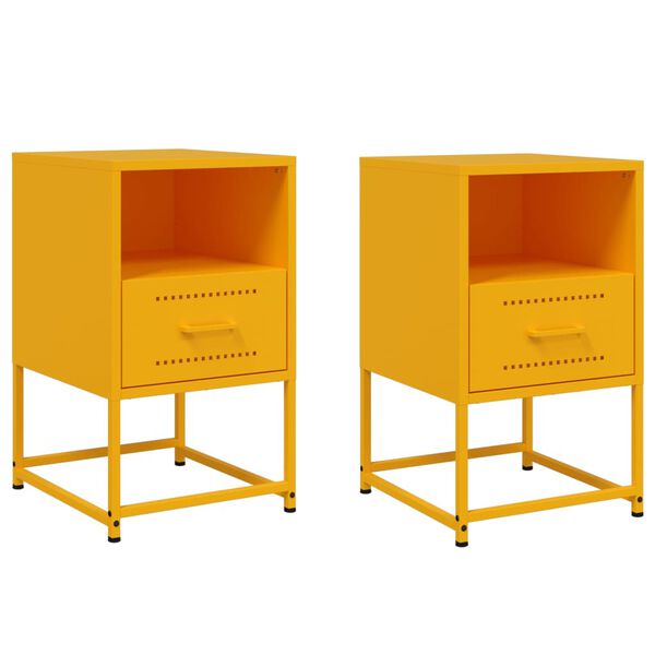 vidaXL Bedside Cabinets 2 pcs Mustard Yellow 36x39x60.5 cm Steel