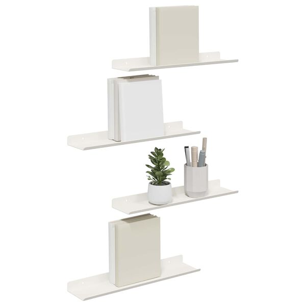 vidaXL Floating Shelf Wall-mounted 4 pcs White 40 x 9 x 2.5 cm Steel