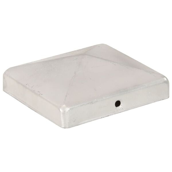 vidaXL Pyramid Fence Post Caps 6 pcs Galvanised Metal 101x101 mm