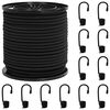 vidaXL Bungee Cords with Hooks 4 mm Black PP and Rubber