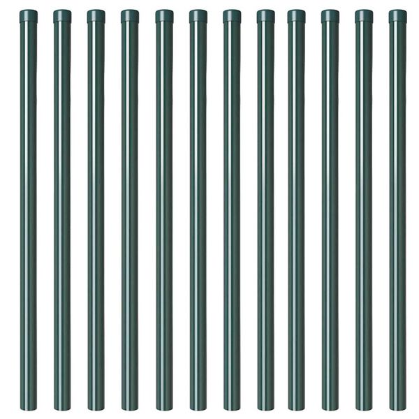 vidaXL Fence Posts 12 pcs Green 120 cm Powder-coated steel