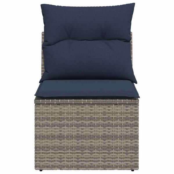vidaXL Garden Sofa with Cushion 3 pcs Grey Poly rattan