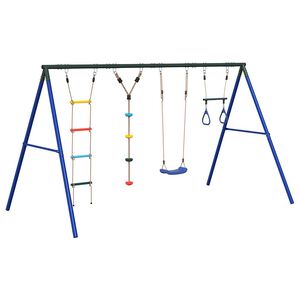vidaXL Outdoor Swing Set with Swing. Trapeze. Ladder. Disc Swing