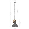 vidaXL Industrial Hanging Lamp 25 W Grey Round Mango Wood 32 cm E27
