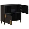 vidaXL Sideboard with Shelf Black 80 x 33 x 75 cm Solid Mango Wood